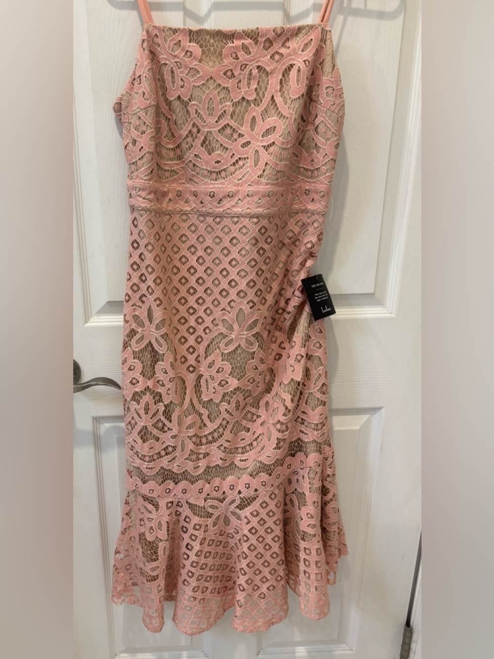 Lulu's Blush Pink Lace Midi Dress